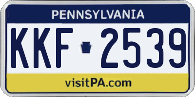 PA license plate KKF2539