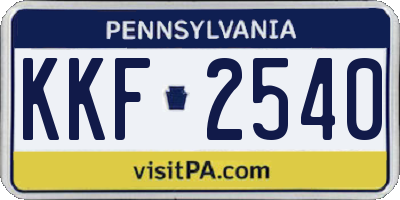 PA license plate KKF2540