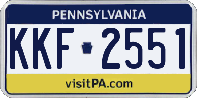PA license plate KKF2551