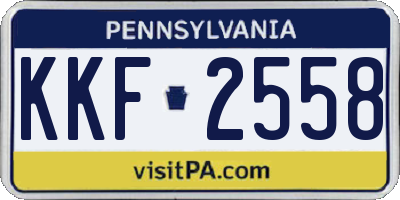 PA license plate KKF2558