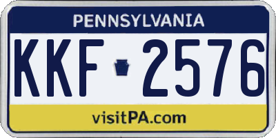 PA license plate KKF2576