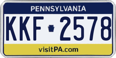 PA license plate KKF2578