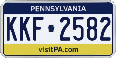 PA license plate KKF2582