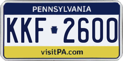 PA license plate KKF2600