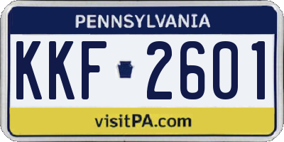 PA license plate KKF2601