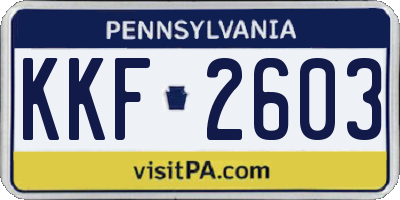 PA license plate KKF2603