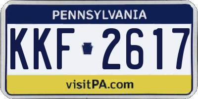 PA license plate KKF2617
