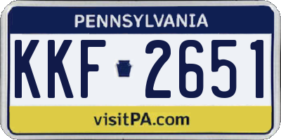 PA license plate KKF2651