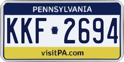 PA license plate KKF2694