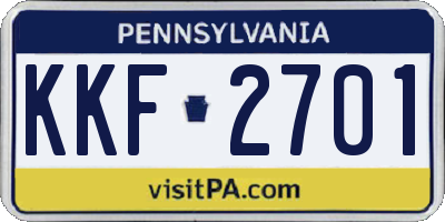 PA license plate KKF2701