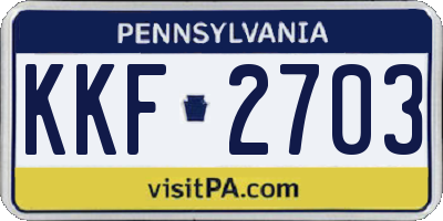 PA license plate KKF2703