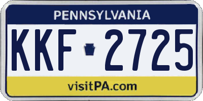 PA license plate KKF2725