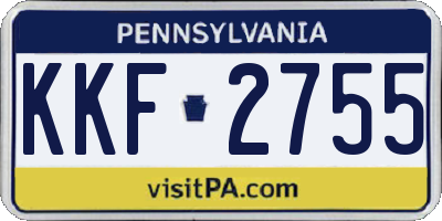 PA license plate KKF2755