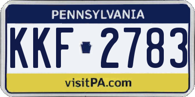 PA license plate KKF2783