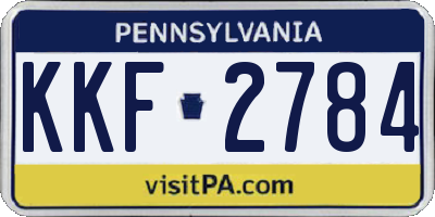 PA license plate KKF2784