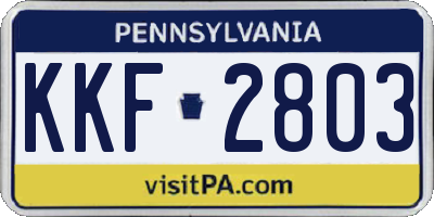 PA license plate KKF2803