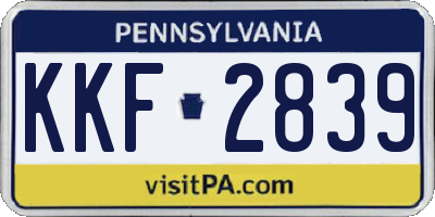 PA license plate KKF2839