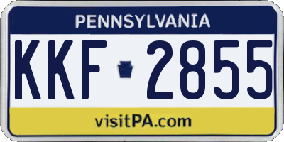 PA license plate KKF2855