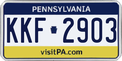 PA license plate KKF2903