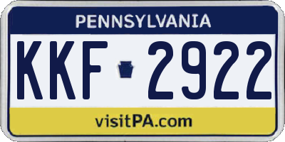 PA license plate KKF2922