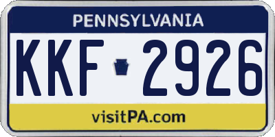 PA license plate KKF2926