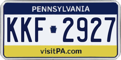 PA license plate KKF2927