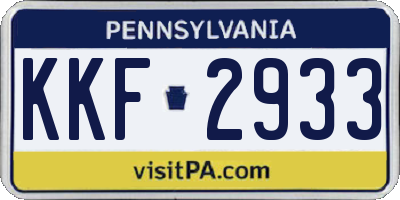 PA license plate KKF2933