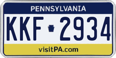 PA license plate KKF2934
