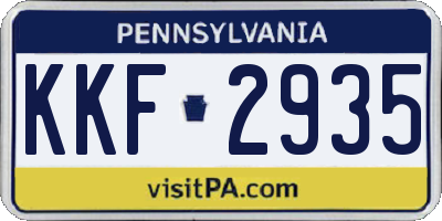 PA license plate KKF2935