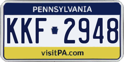 PA license plate KKF2948