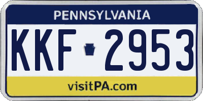PA license plate KKF2953