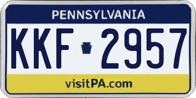 PA license plate KKF2957