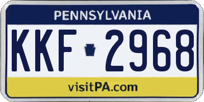 PA license plate KKF2968
