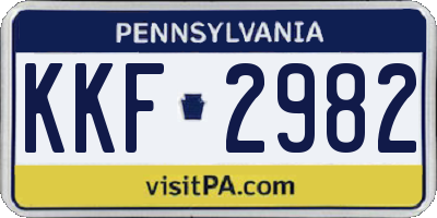 PA license plate KKF2982