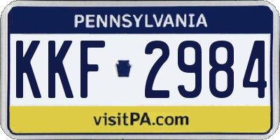 PA license plate KKF2984