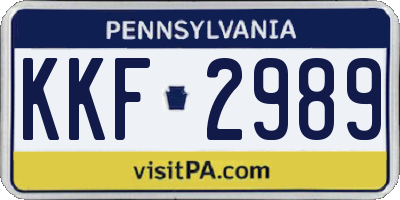 PA license plate KKF2989