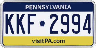 PA license plate KKF2994