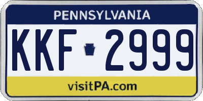 PA license plate KKF2999