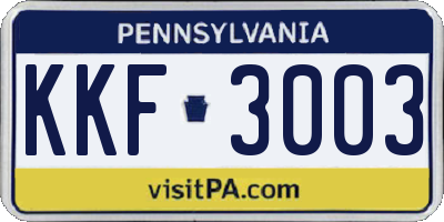 PA license plate KKF3003