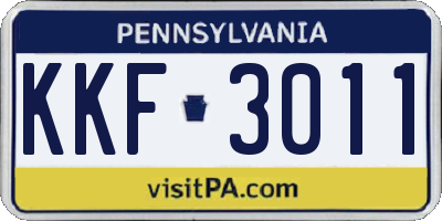 PA license plate KKF3011
