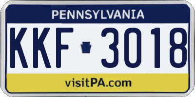 PA license plate KKF3018