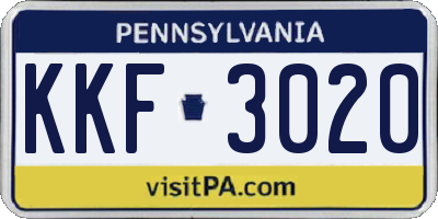 PA license plate KKF3020