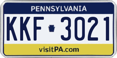 PA license plate KKF3021