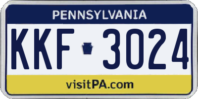 PA license plate KKF3024