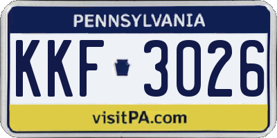 PA license plate KKF3026