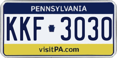 PA license plate KKF3030