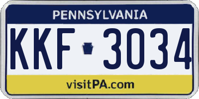 PA license plate KKF3034