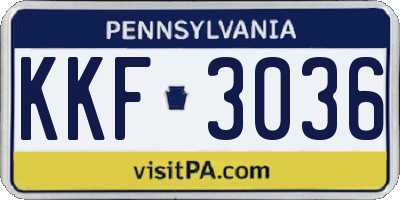 PA license plate KKF3036