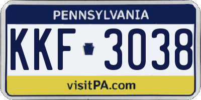 PA license plate KKF3038