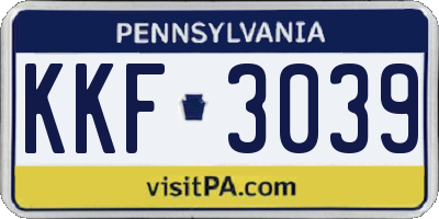 PA license plate KKF3039